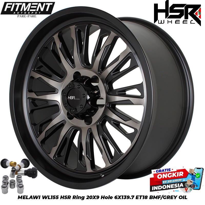 JUAL VELG MOBIL TERMURAH TYPE MELAWI WL155 HSR R20X9 H6X139,7 ET18 BMF/GREY OIL FRE PASANG