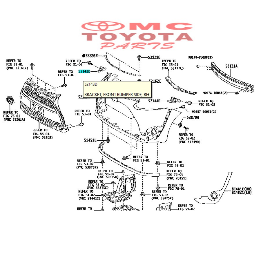 Support Bracket Breket Bumper Depan Kanan Sienta 52143-0D120