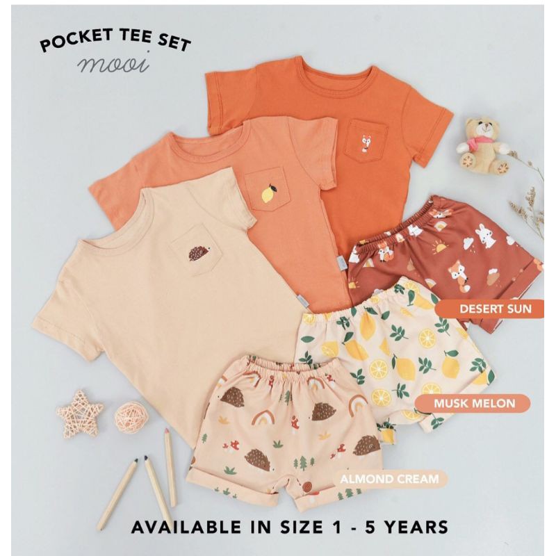 Mooi New Color  Pocket tee set - Setelan Kaos Anak