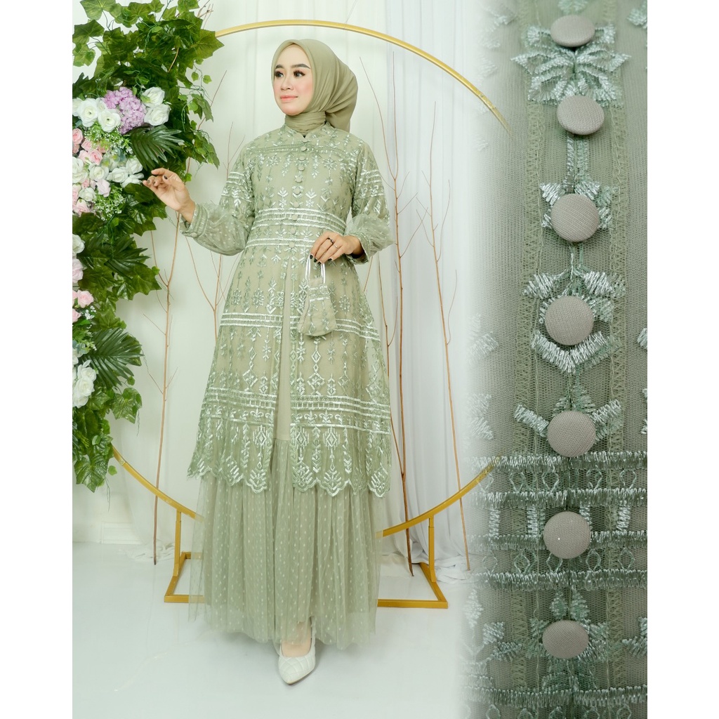 Permata Olshop / Kebaya Gamis Nauma JN / Kebaya Modern / Gamis Kondangan / Gamis Pesta Mewah