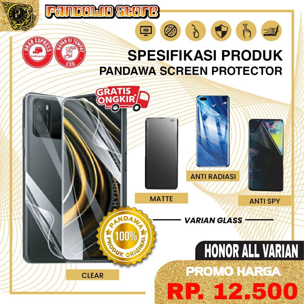 Anti Gores Hydrogel CLEAR DAN MATTE HONOR Series HONOR 8A|HONOR 9X|HONOR 9X PRO|HONOR 9X PREMIUM|HON