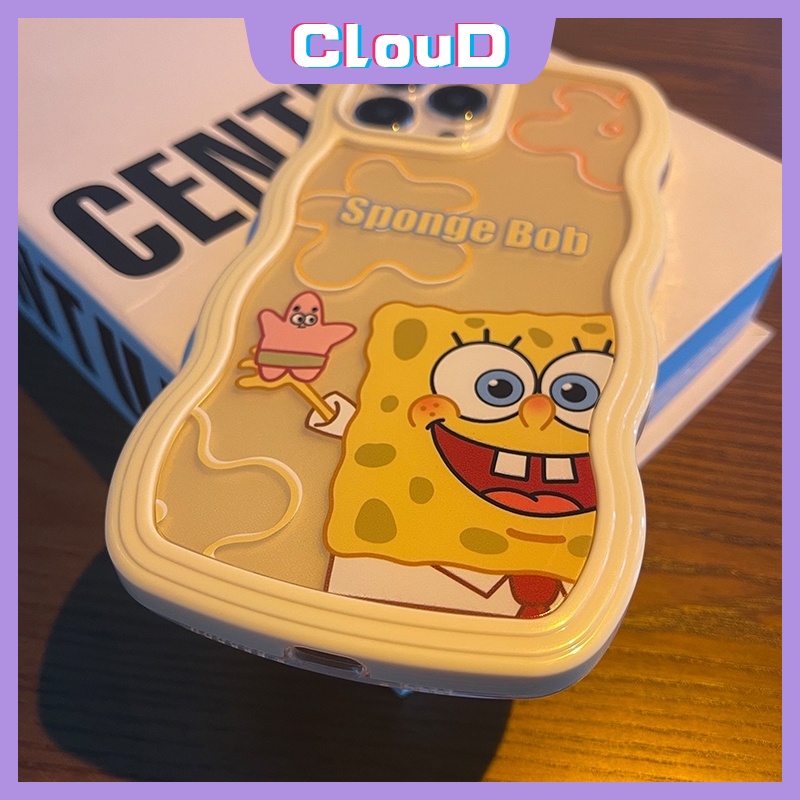 Cute Sponge Bob Case Oppo A95 A55 A33 A57 2022 A72 A35 A16 A32 A15 A9 A96 A12 A5 2020 A54 A74 A16s A12E A52 A76 A3s A16K A15s A7 A5s F9 A16E A53 Soft Wavy Edge Patrick Star Cover