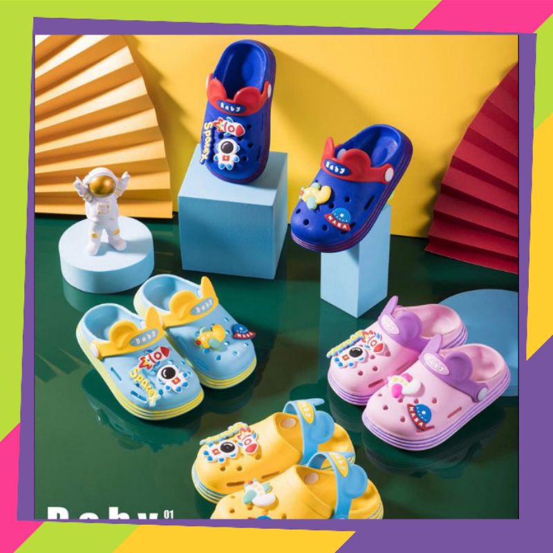 Sandal Karet Anak Motif Spacex Astronot Import High Quality RF