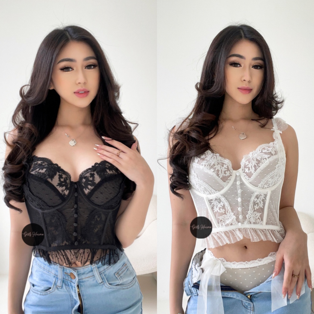 Vionna Sexy Bustier Underwired Set Thong [ Girlsheaven_id ]