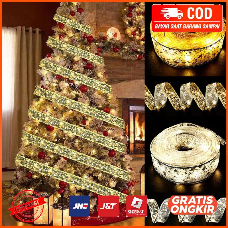 Pita Lampu LED Dekorasi Pohon Natal Ribbon Christmas Tree