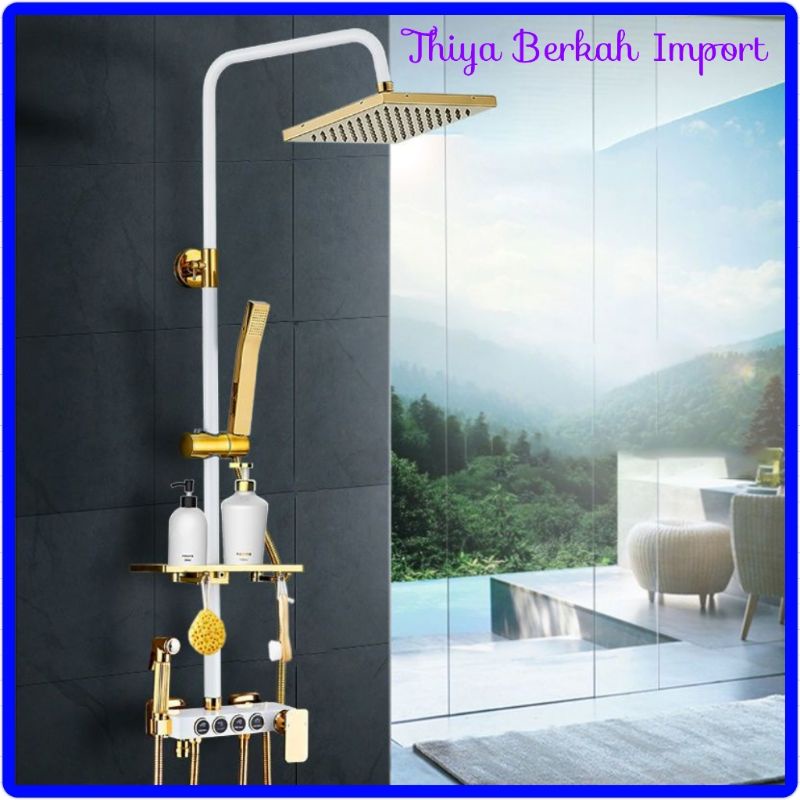 Berkah Import Shower set platinum putih gold white gold