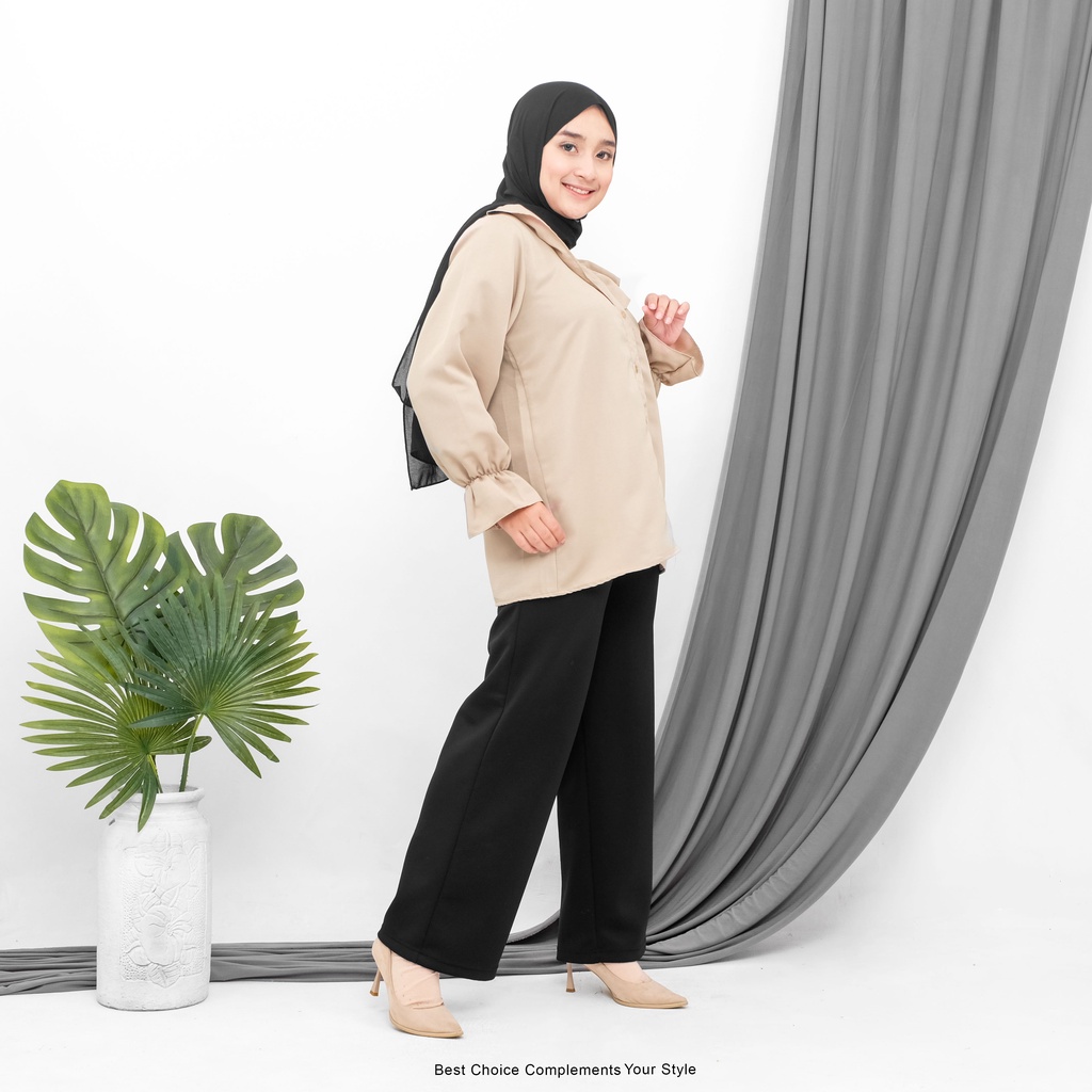 Wingkle shirt Blouse Basic Wanita Shirt Polos by Mahyra