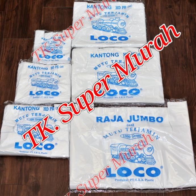 

Kantong plastik kresek putih tebal uk. 17/24/28/35/40 merk Loco