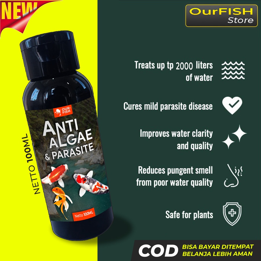 Anti Algae dan Parasit Obat Lumut Alga Remover Kolam dan Aquarium 100 ML Obat Anti Lumut Alga Parasit Pembasmi Penghambat Lumut anti lumut