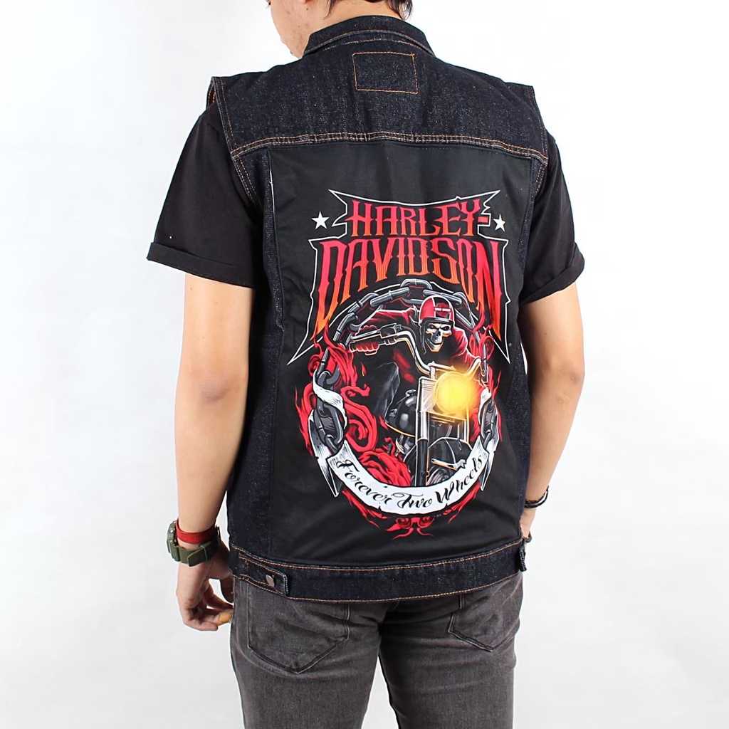 [BISA COD] VEST JEANS ROMPI HOODIE OUTDOOR VEST DENIM PREMIUM BIOBLIT //VEST JAKET ROMPI PRIA