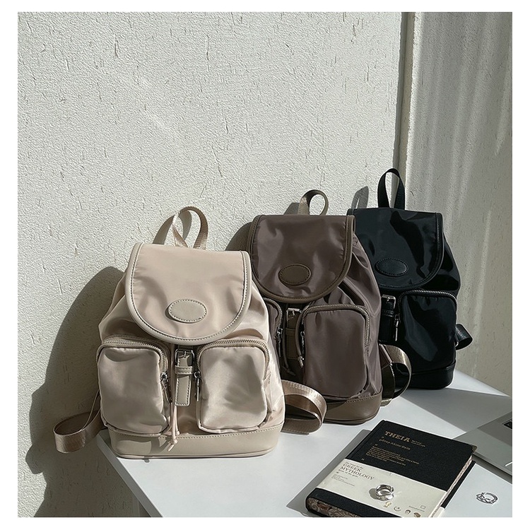 Tas Ransel Serut Wanita Nilon PU Clio Medium Backpack / Ransel Korea Premium / Tas Punggung Nylon Drawstring Bucket Fashion