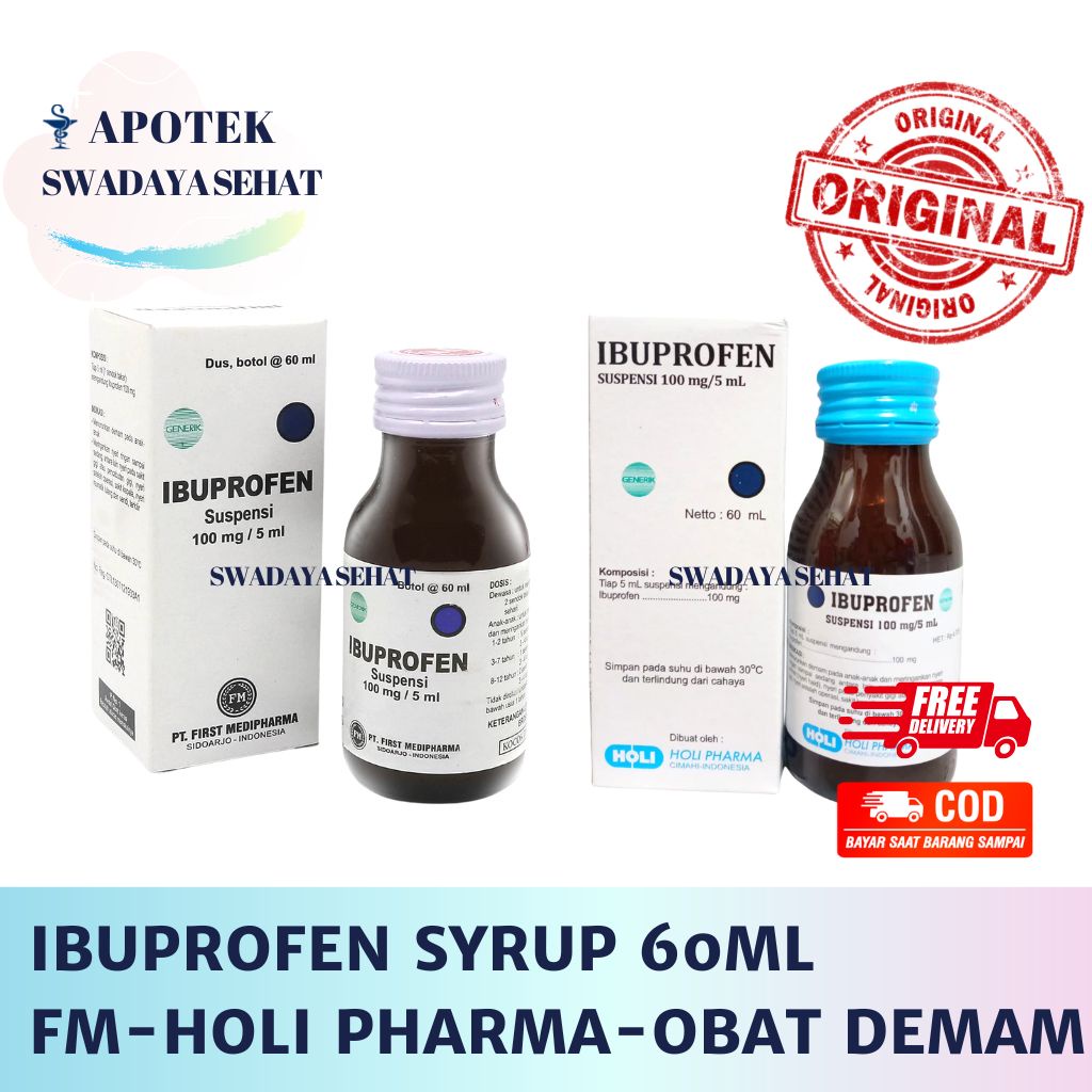 IBUPROFEN Syrup 60 ML FM HOLI PHARMA - Obat Penurun Panas Demam Anak Sirup First Medipharma