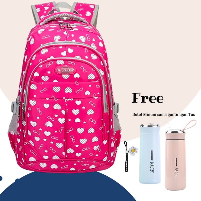 Ransel Untuk Anak Perempuan Tas Bahu Remaja Gadis Fashion Kapasitas Besar Tiga Ruang Dan Saku Laptop