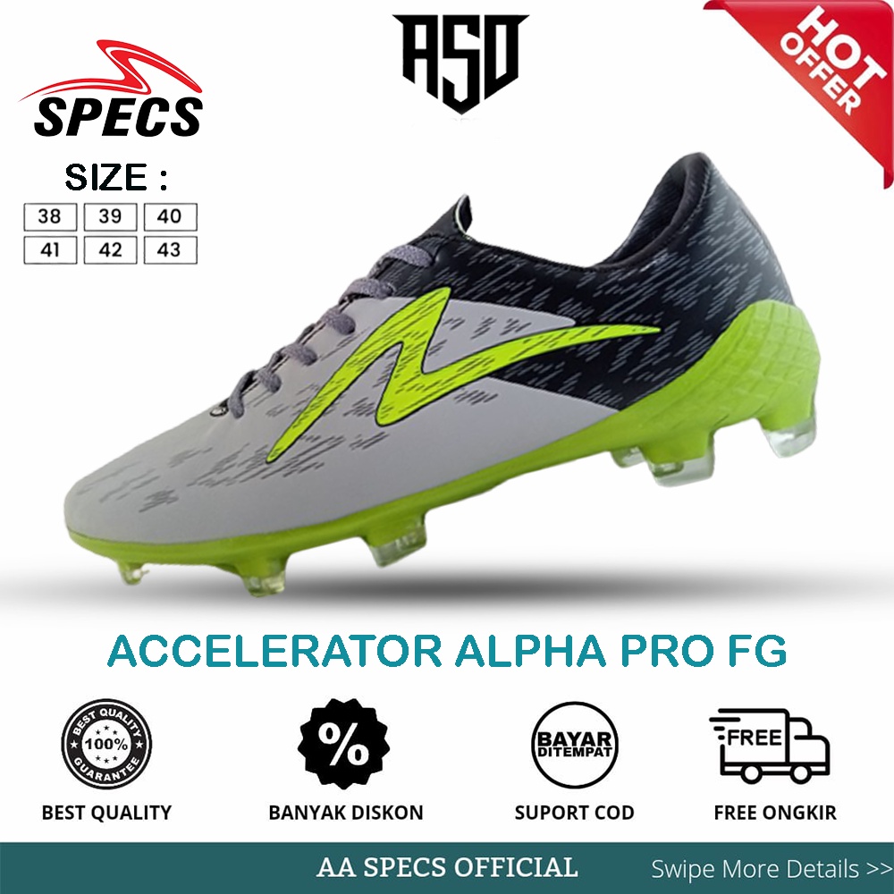 Sepatu Bola Specs Accelerator Lightspeed Alpha Garuda Attack Pro Fg Original Abu Hijau