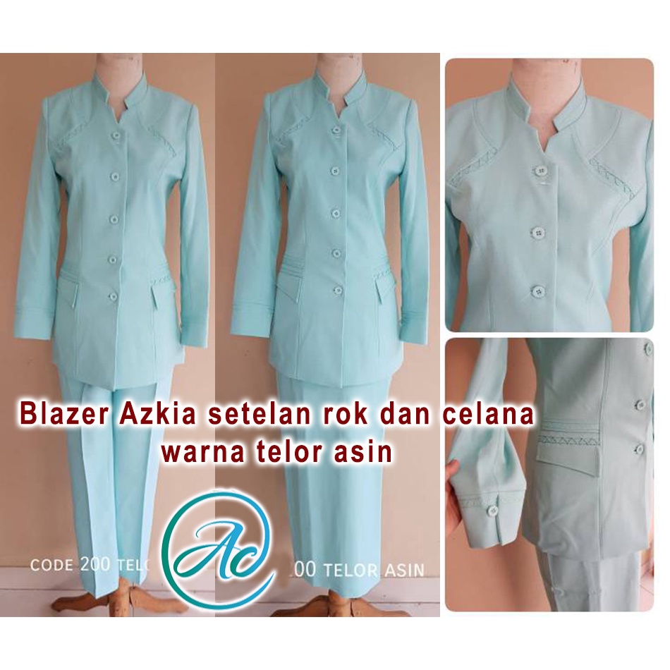 Blazer azkia warna telor asin setelan rok dan celana