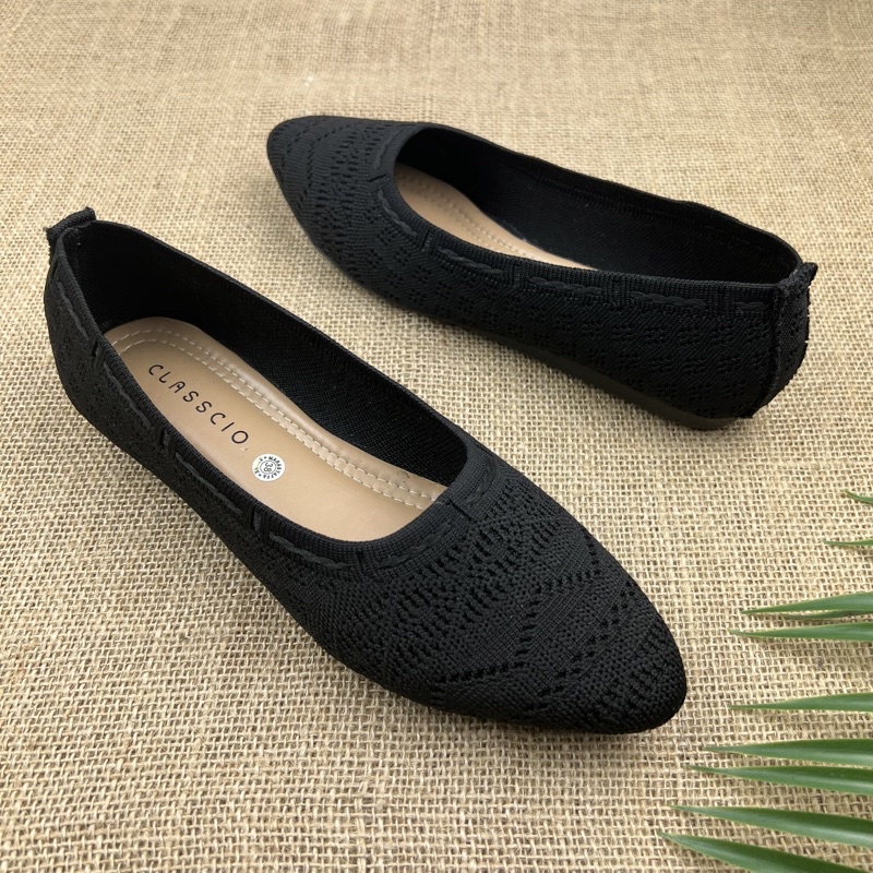 MARASYAFFA - SEPATU FLAT WANITA RAJUT IMPORT BK01