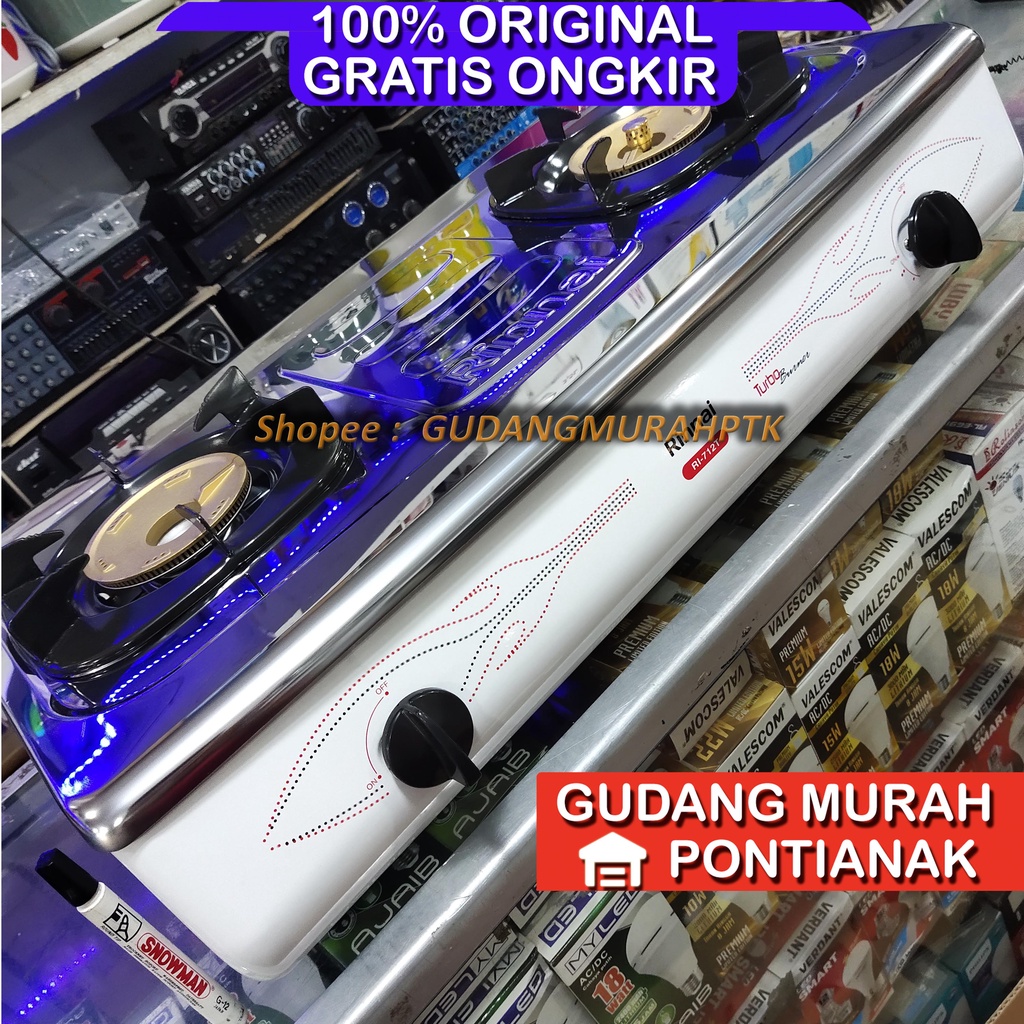 Kompor Gas RINNAI 2 tungku API TURBO API LILIN RI 712T  RI-712T RI712 T RI 712 T (2 TUNGKU) GARANSI RESMI