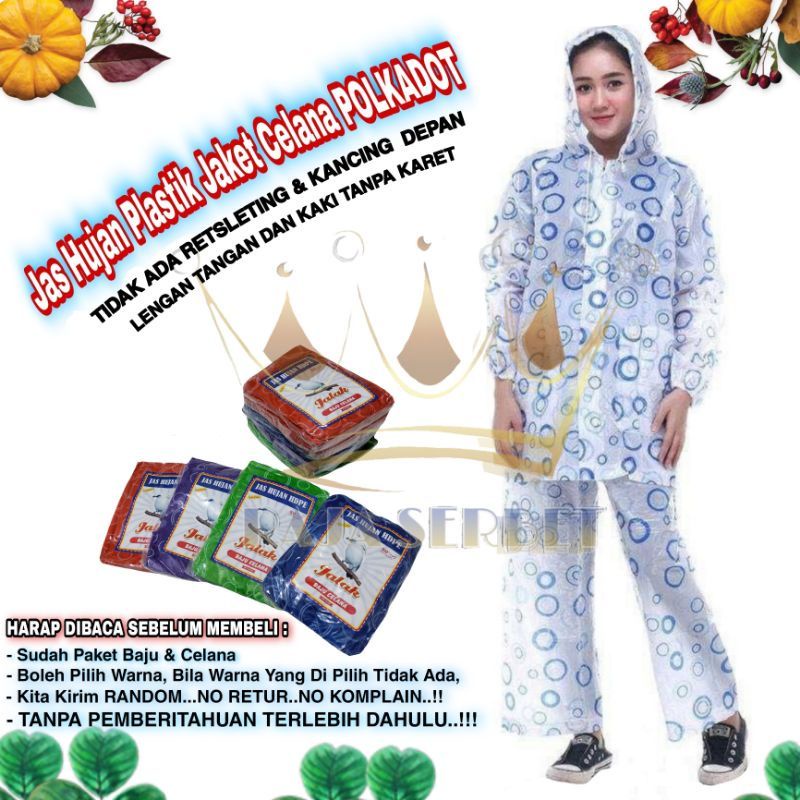Jas Hujan Plastik Motif Polkadot Dewasa