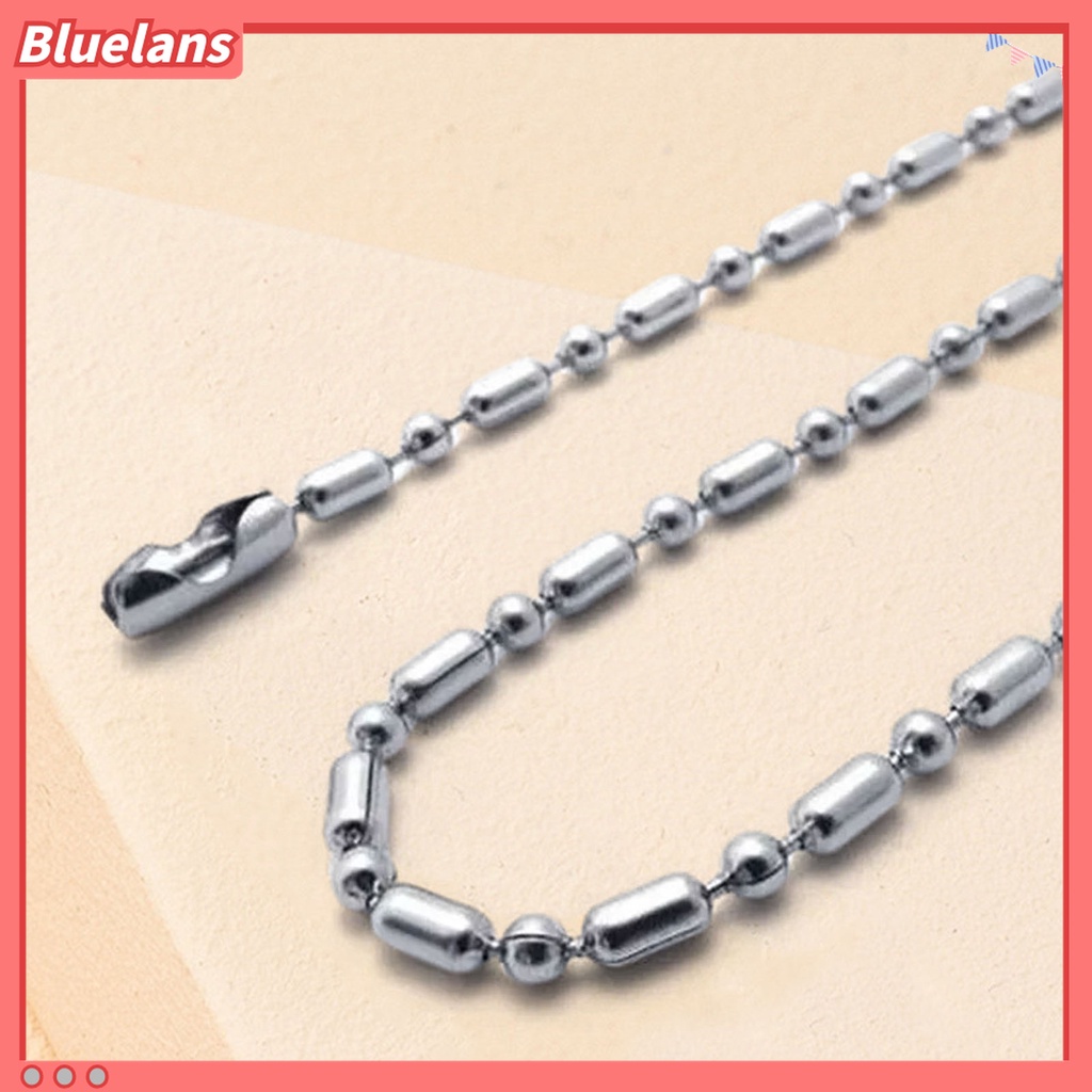 Kalung Rantai Panjang Hias Manik-Manik Bola Bahan Stainless Steel 2.4mm Gaya Hip Hop Untuk Unisex