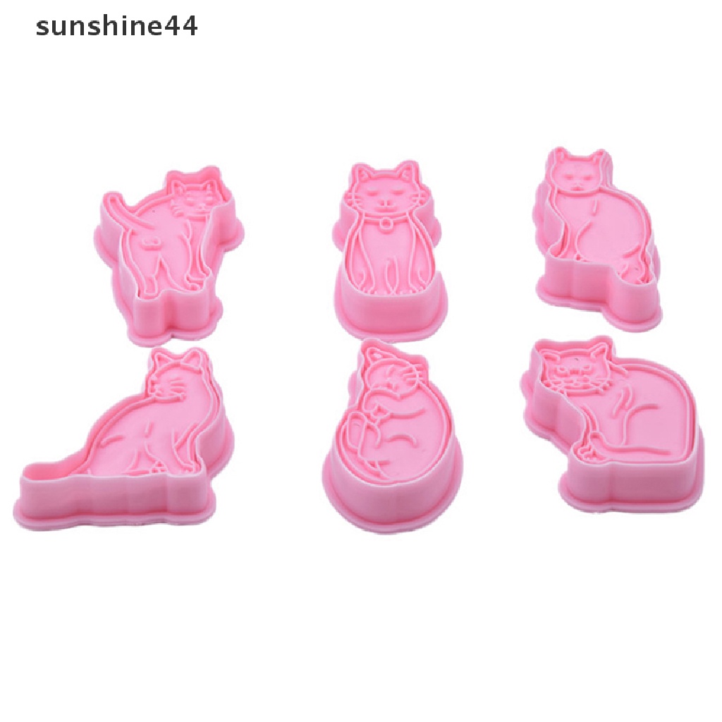 Sunshine 6 Set Cetakan Biskuit Bentuk Kucing Bahan Plastik