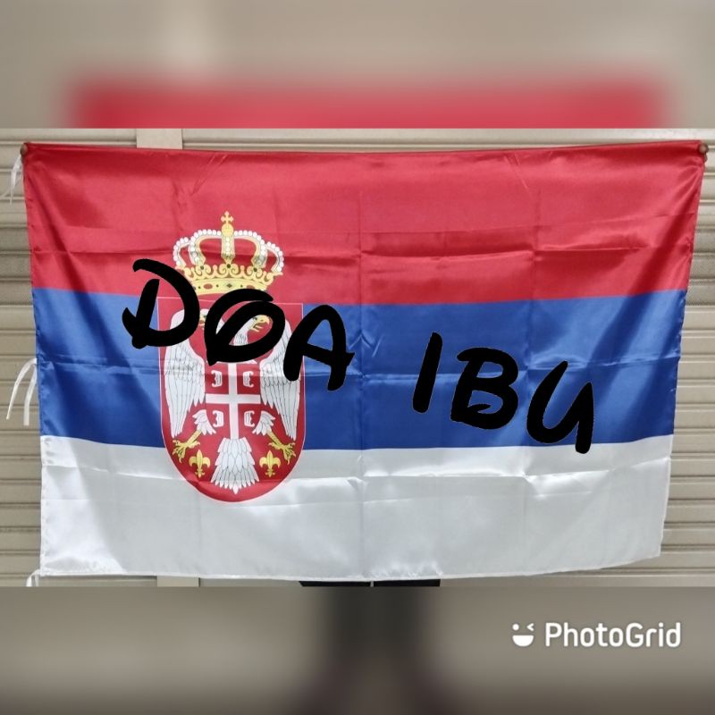 

best seller bendera SERBIA bahan satin 90cm x 135cm