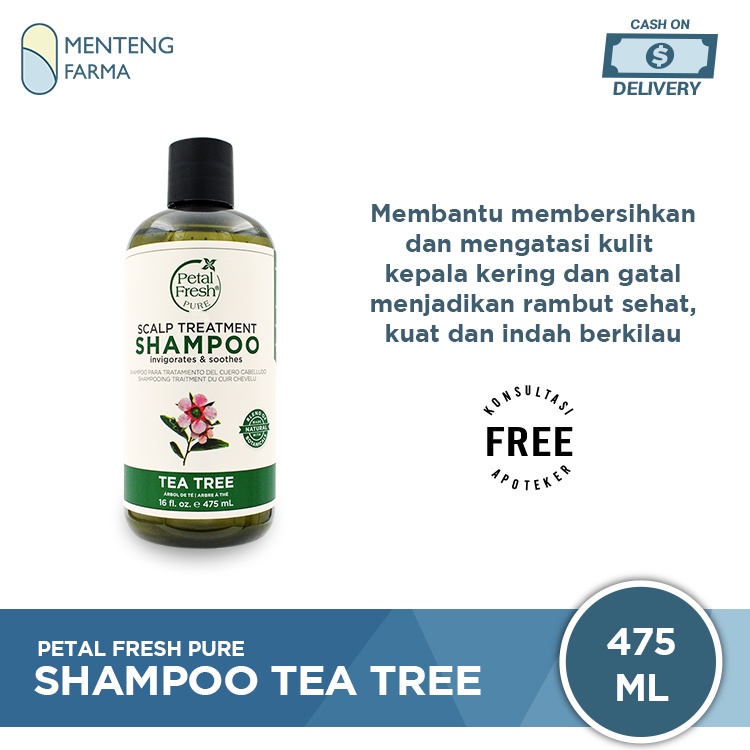 Petal Fresh Pure Shampoo Tea Tree 475 mL - Merawat Kulit Kepala dan Rambut