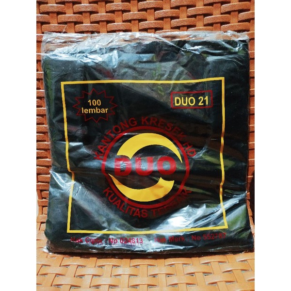 KR003 Kantong Kresek Plastik Duo HD Ukuran 21cm Hitam 100pcs