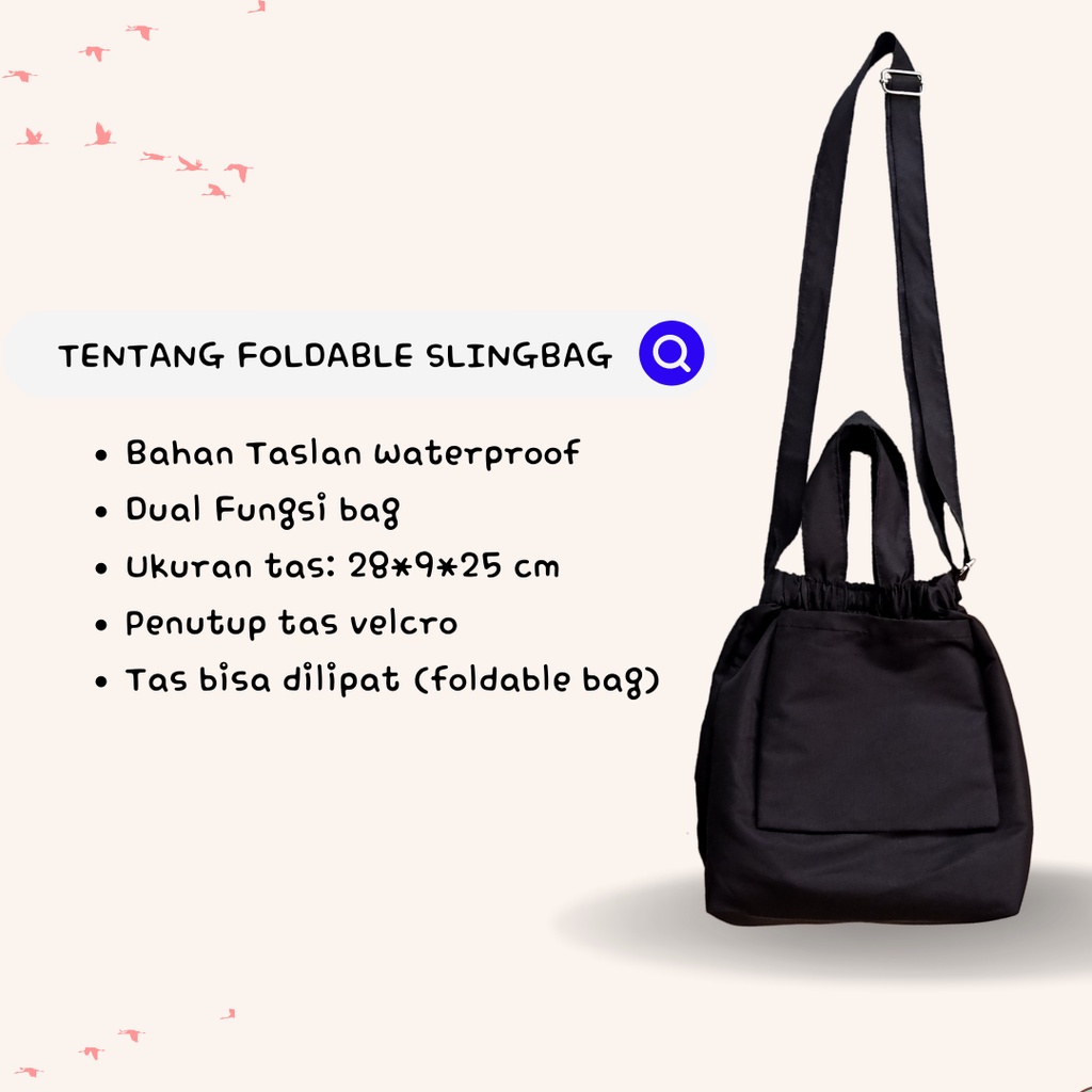 Slingbag gomu foldable bag gyoza tas Dumpling waterproof tas selempang