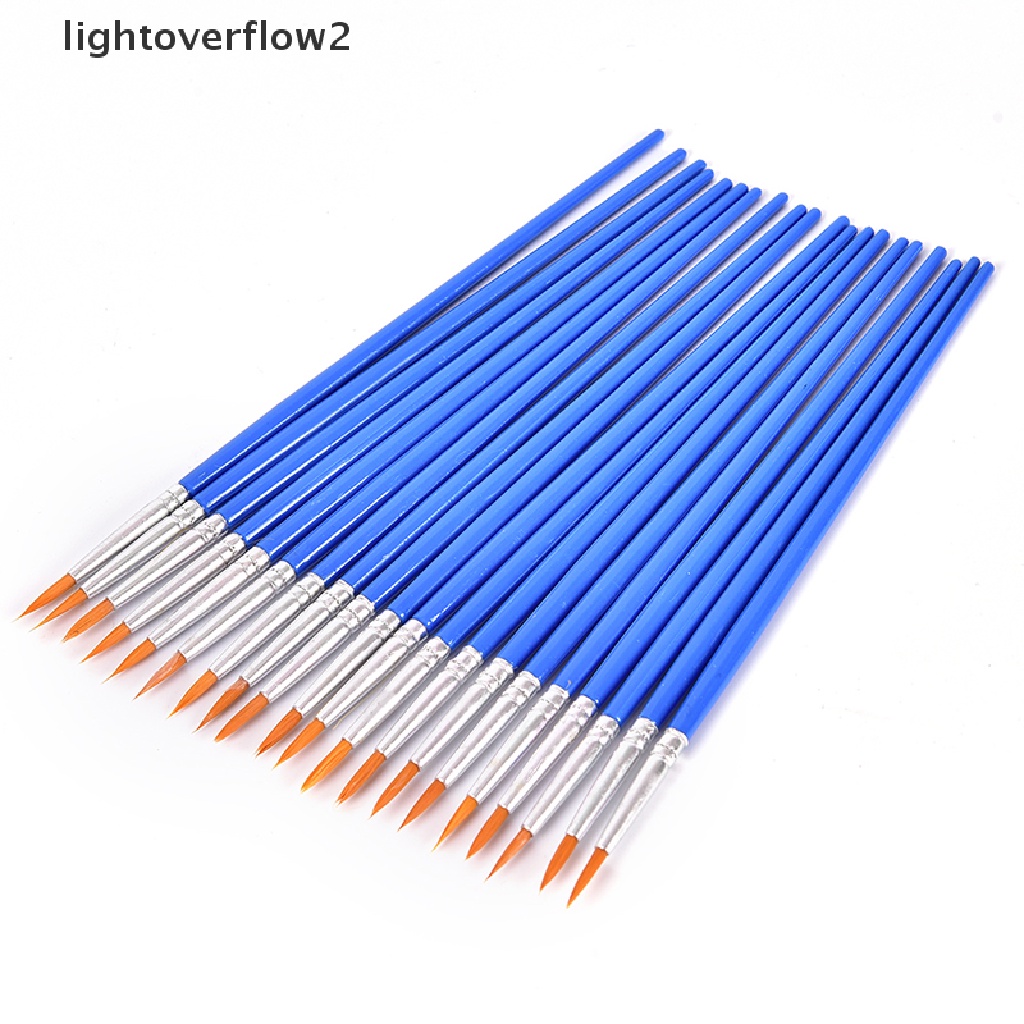 (lightoverflow2) 10pcs Kuas Lukis Cat Air / Akrilik Bahan Nilon 10pcs Kuas Cat Air Ujung Bulat Bahan Nilon Untuk Melukis 10pcs / Set Buku Literatur Klasik Dalam Bahasa Mandarin
