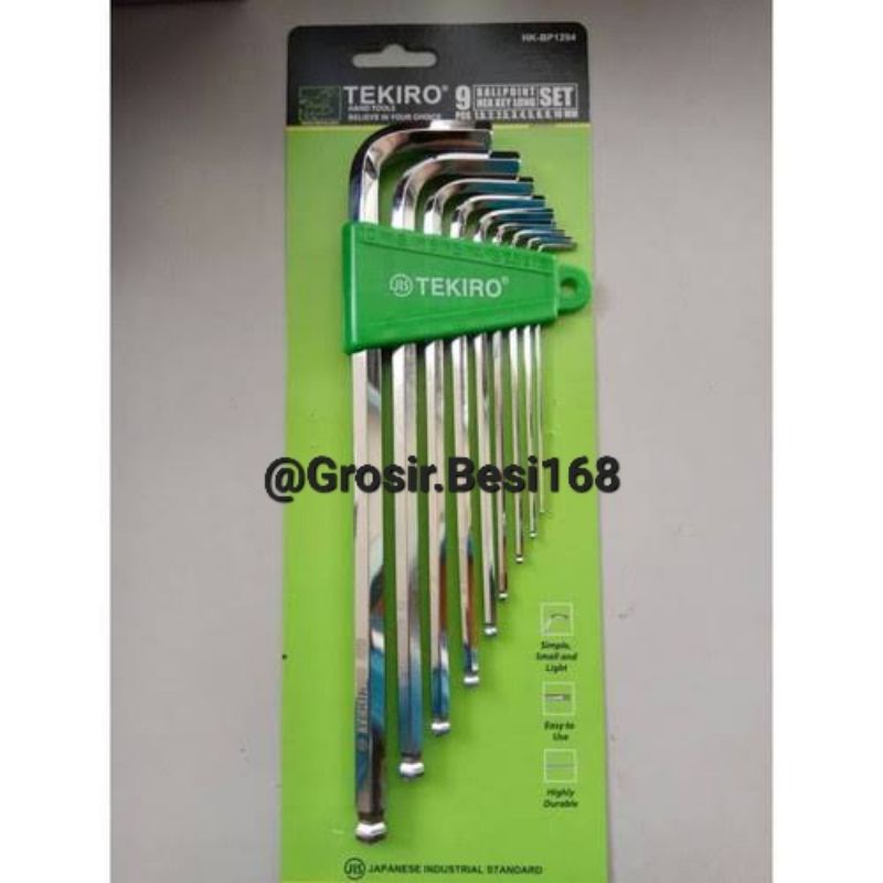 Kunci L set Panjang Ballpoint 9pcs Tekiro Original