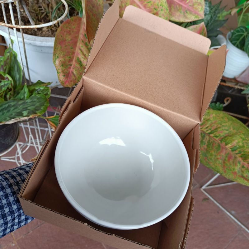 MANGKOK RAMEN PUTIH POLOS DENGAN BOX, MANGKOK RAMEN