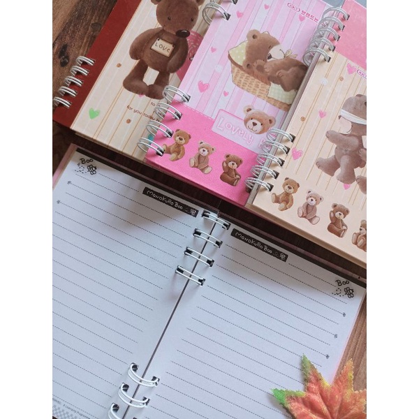 

Buku Diary Spiral panda merk kiky bergaris, buku memo spiral