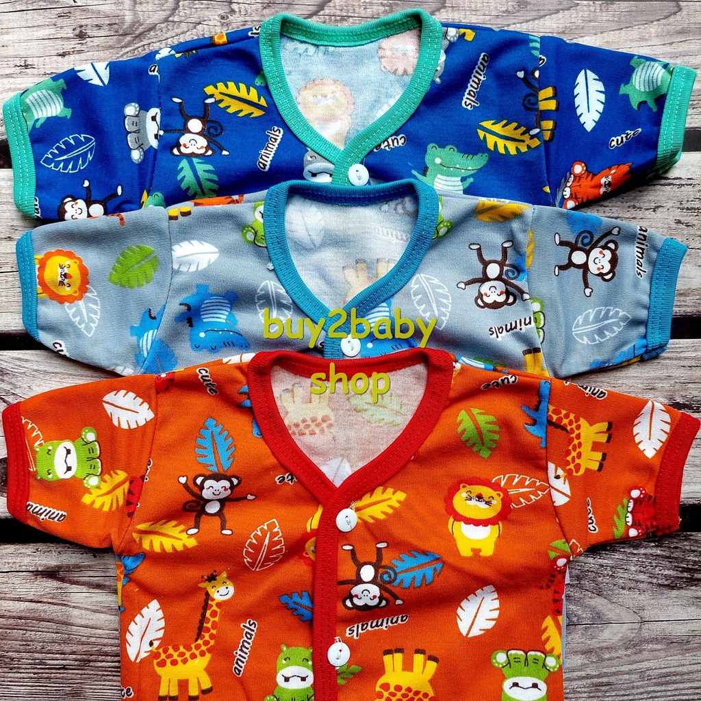 Piyama pendek bayi Cico Miko Happy Jungle Series 0-6 Bulan 3 PCS