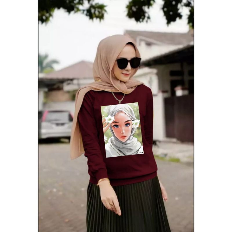 Baju Lengan Panjang Wanita Muslimah Hijabers Kaos Distro Keren Kekinian