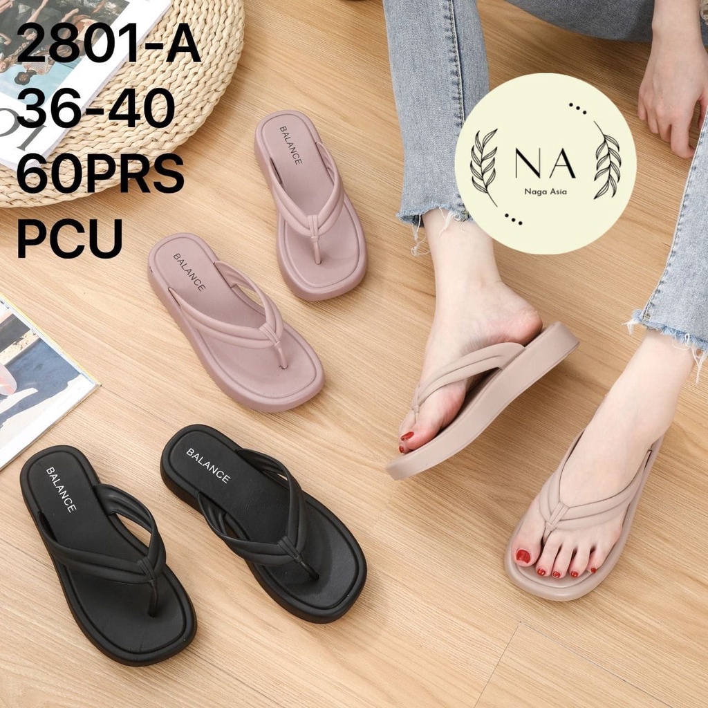 Sandal jepit wedges perempuan dewasa sandal karet jelly Balance 2801-A (36-40) sandal wanita kekinian