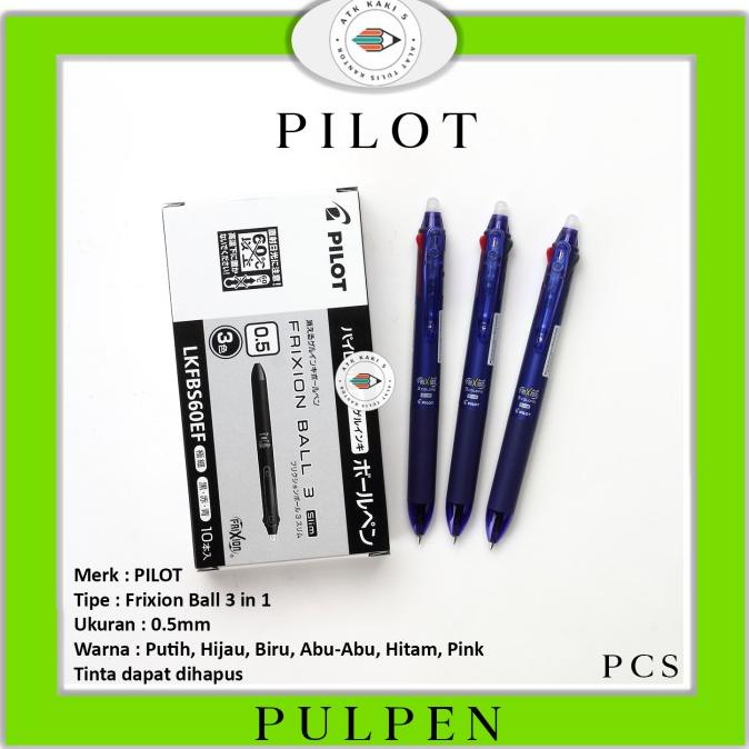

PENA PILOT FRIXION 3 in 1 0.5mm Warna warni Bisa Di Hapus [ 1 Buah ]