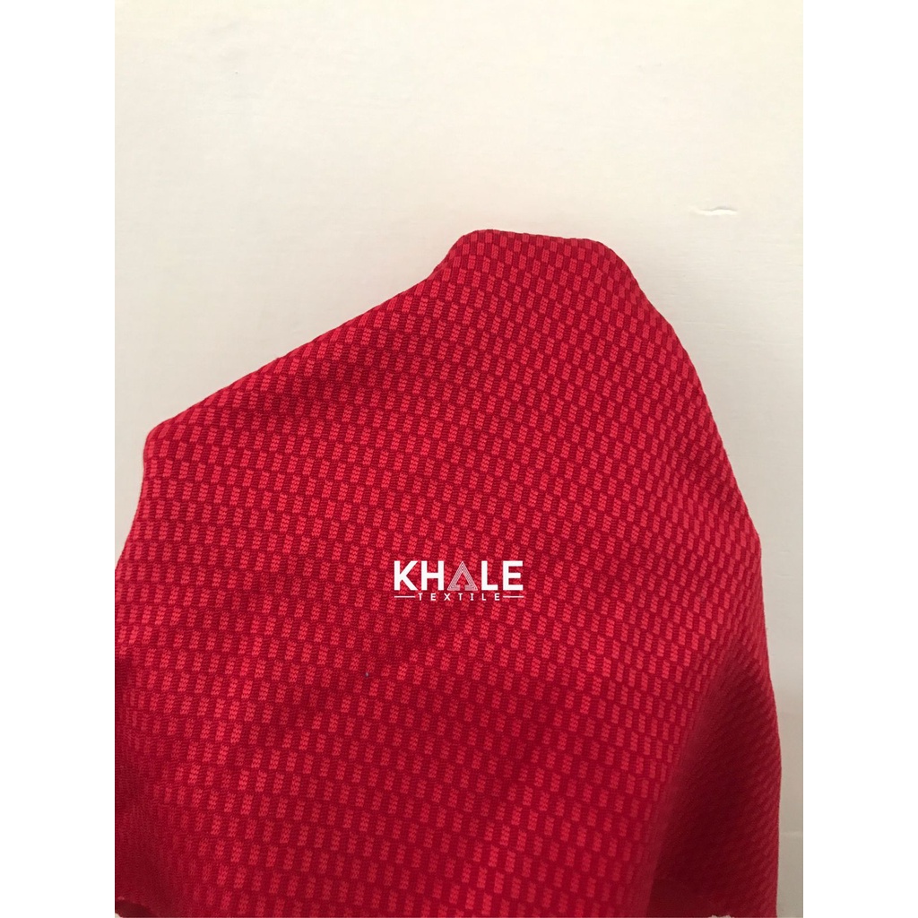 Bahan Kain Drifit Mondo Merah dan Biru Corak Catur Premium Jersey Dryfit Polyester