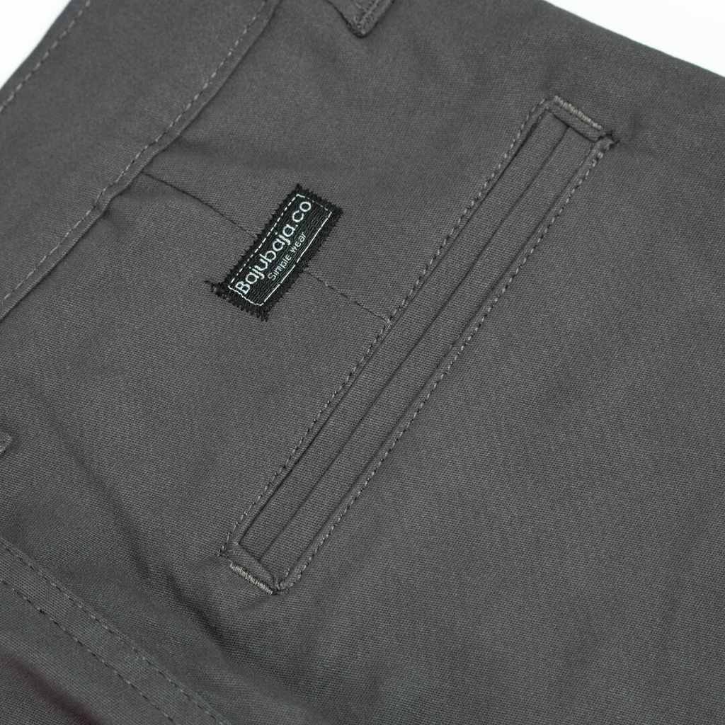 Bajubaja chino pants oldgrey / celana chino abu tua stretch pants slimfit pria