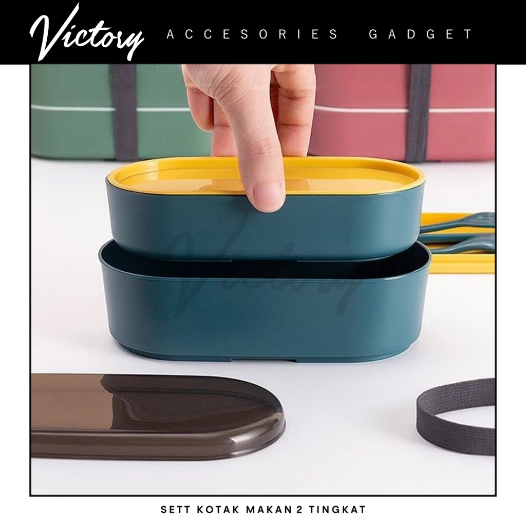 VICTORY Sett Lunch Box / Kotak bekal makan siang /Bento Set 700ml / Free Sendok Tempat Makan
