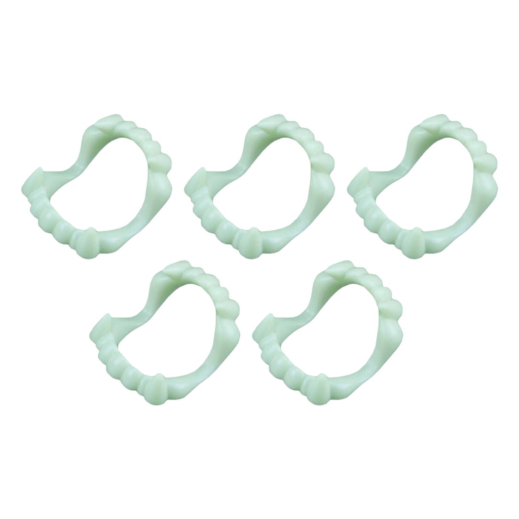 Ga-5pcs Gigi Palsu Halloween Simulasi Glow in The Dark Gigi Palsu Vampir Halloween Plastik Untuk Topeng
