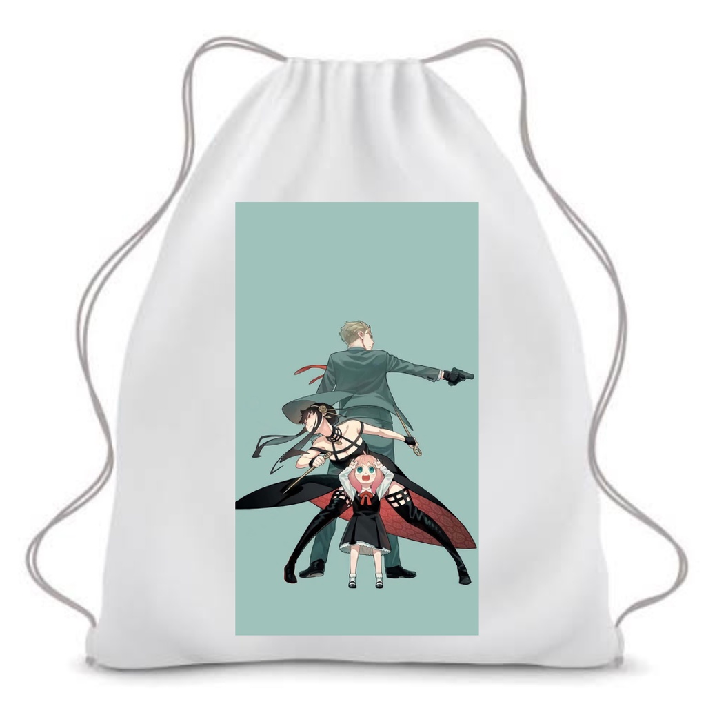 BISA CUSTOM SATUAN STRINGBAG Printing SPY X FAMILY anya forger yor loid anime manga jepang drawstring tas serus ransel sekolah kuliah kampus olahraga string bag|| Kiiyoomii ||