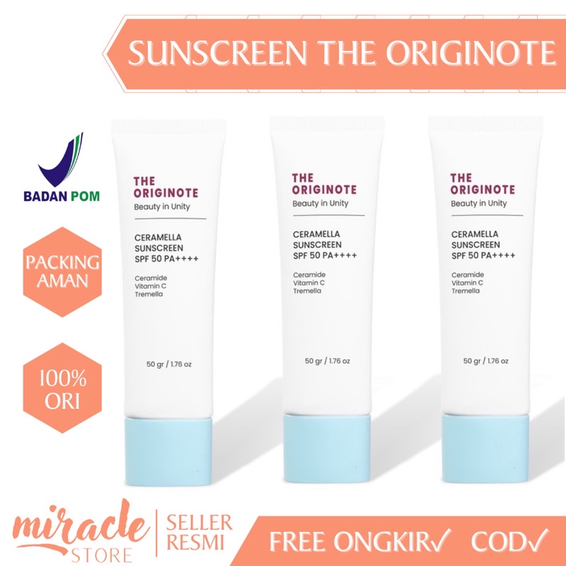 READY! SUNSCREEN THE ORIGINOTE CERAMELLA SUNSCREEN SPF 50 PA++++ 3D CERAMIDE+VITAMIN C +TRAMELLA BPOM SUNSCREEN THE ORIGINOTE ORIGINATE BPOM ORIGINAL