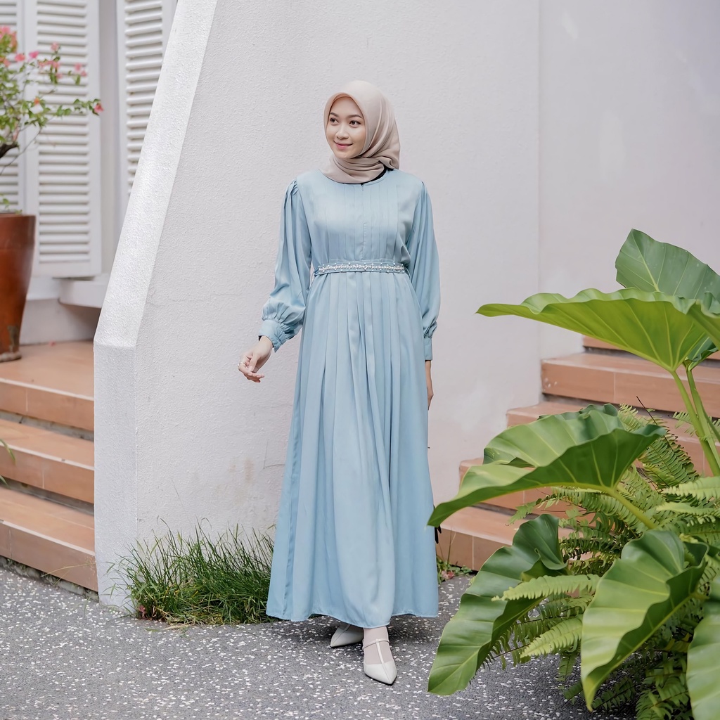 Gamis Terbaru - Dress Kondangan - Baju Kondangan Wanita - Gamis Mutiara Shakila Premium Busui Friendly DEMORE