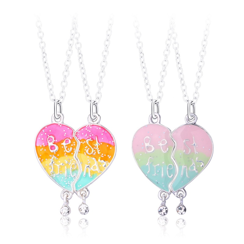 Fancyqube 2Pcs / Set Kalung Rantai Liontin Big Sister Little Sister Warna-Warni Untuk Hadiah