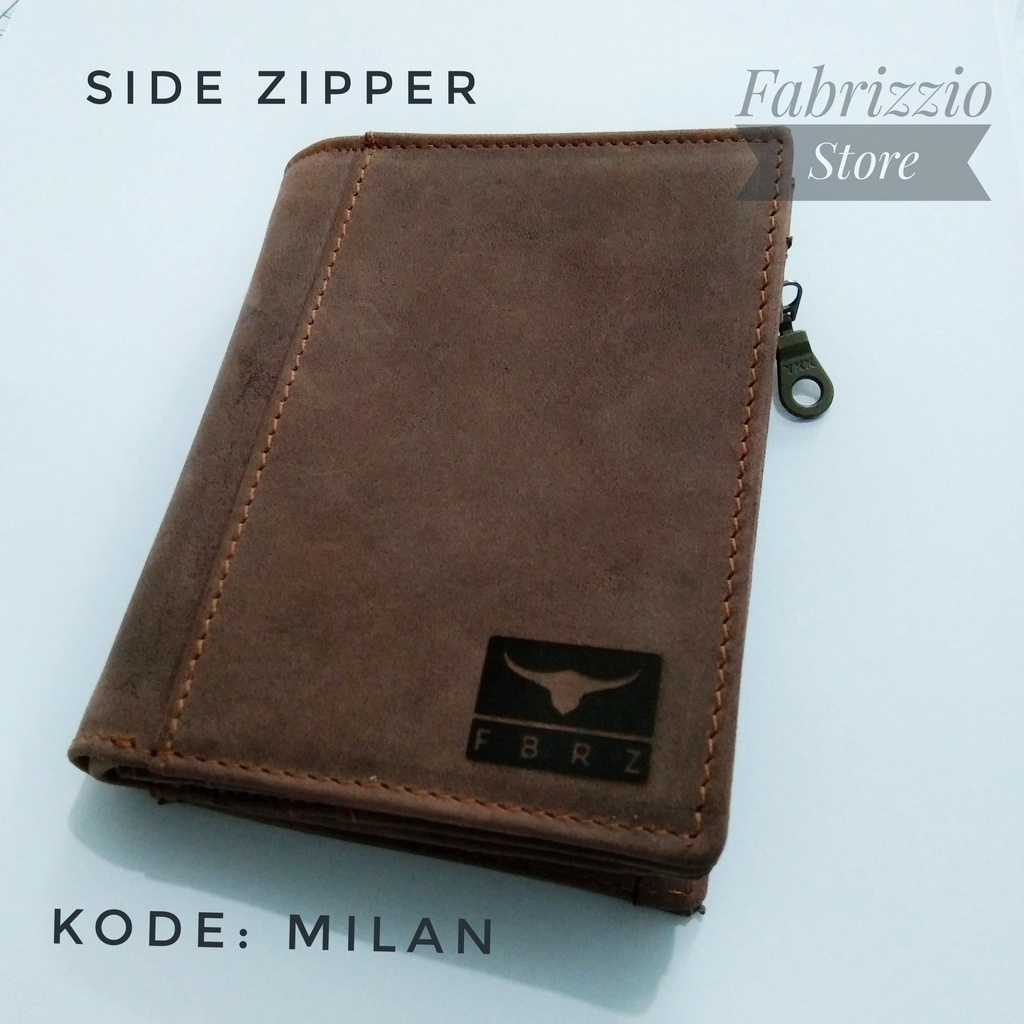 Fabrizzio dompet vertikal double zipper | dompet pria kulit asli