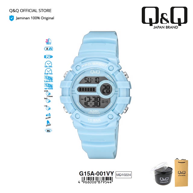 Q&Q QnQ QQ Original Jam Tangan Pria & Wanita Fashion Digital Rubber - G15 G15A Water Resist 10 BAR-2