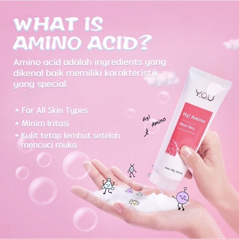 YOU Hy! Amino Facial Wash | Oil Control, Hydrating, Brightening, Anti-Acne Sabun Cuci Muka 100gr