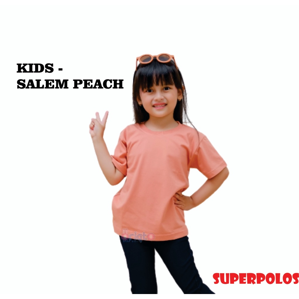 KAOS POLOS ANAK SALEM PEACH LENGAN PENDEK COMBED 30s  BAJU KAOS KIDS UMUR - PLS