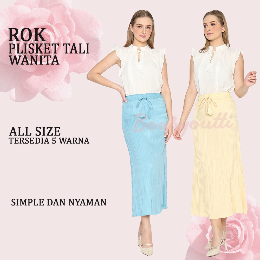 ROK PLISKET PANJANG WANITA PREMIUM GRADE A HIGH QUALITY / ROK PLISKET DEWASA REMPEL MOSCRAPE BAHAN M
