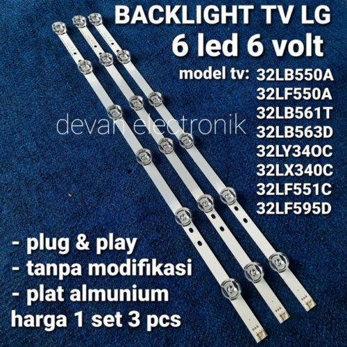 Unik Backlight LG 32LB550A 32LF550A Lampu led backlight tv LG 32LB550 LF550 backlight tv LG 6V 6K Mu